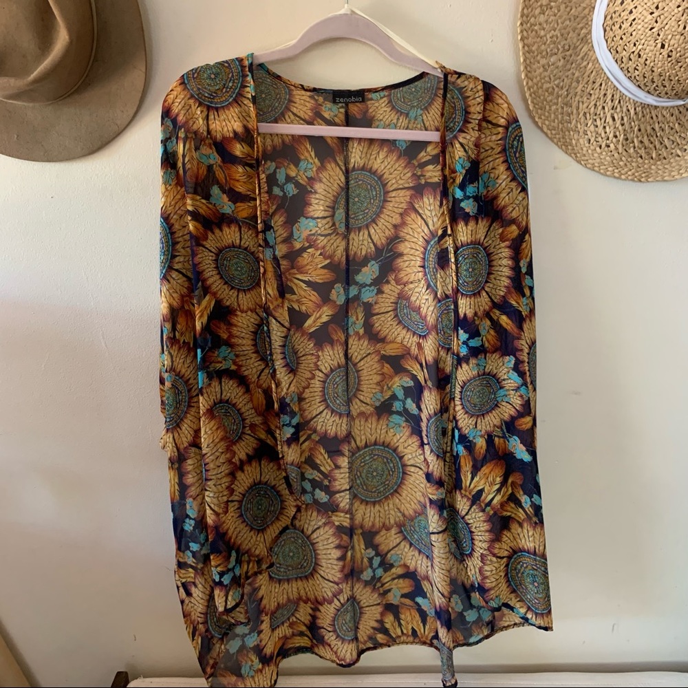 Sheer kimono style outer piece